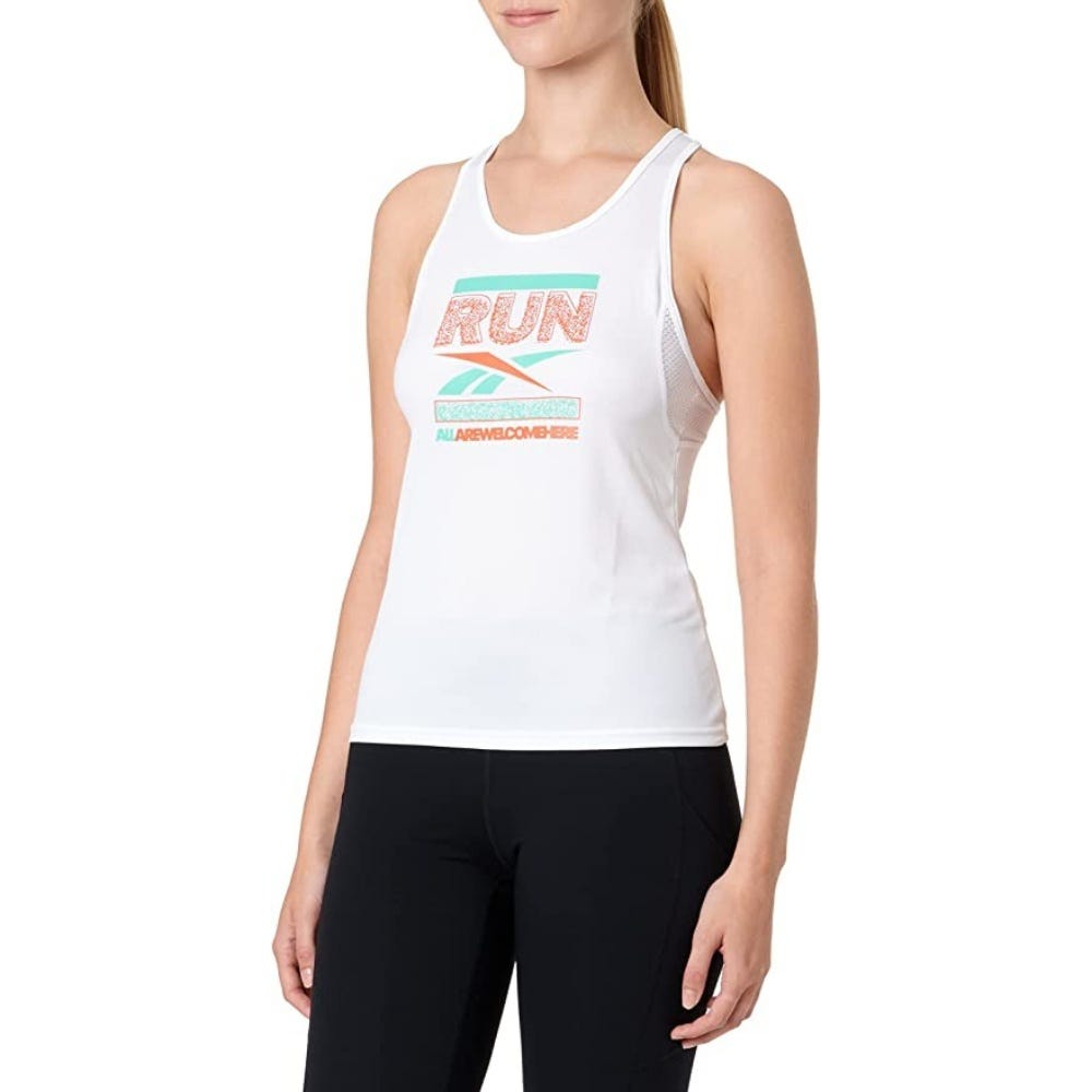 Reebok Running Speedwick Graphic Tank Top In White