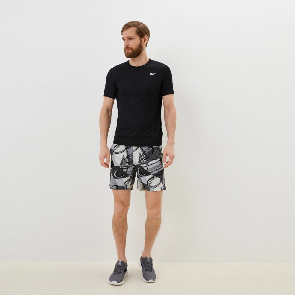 Reebok Austin Allover Print Shorts In Black