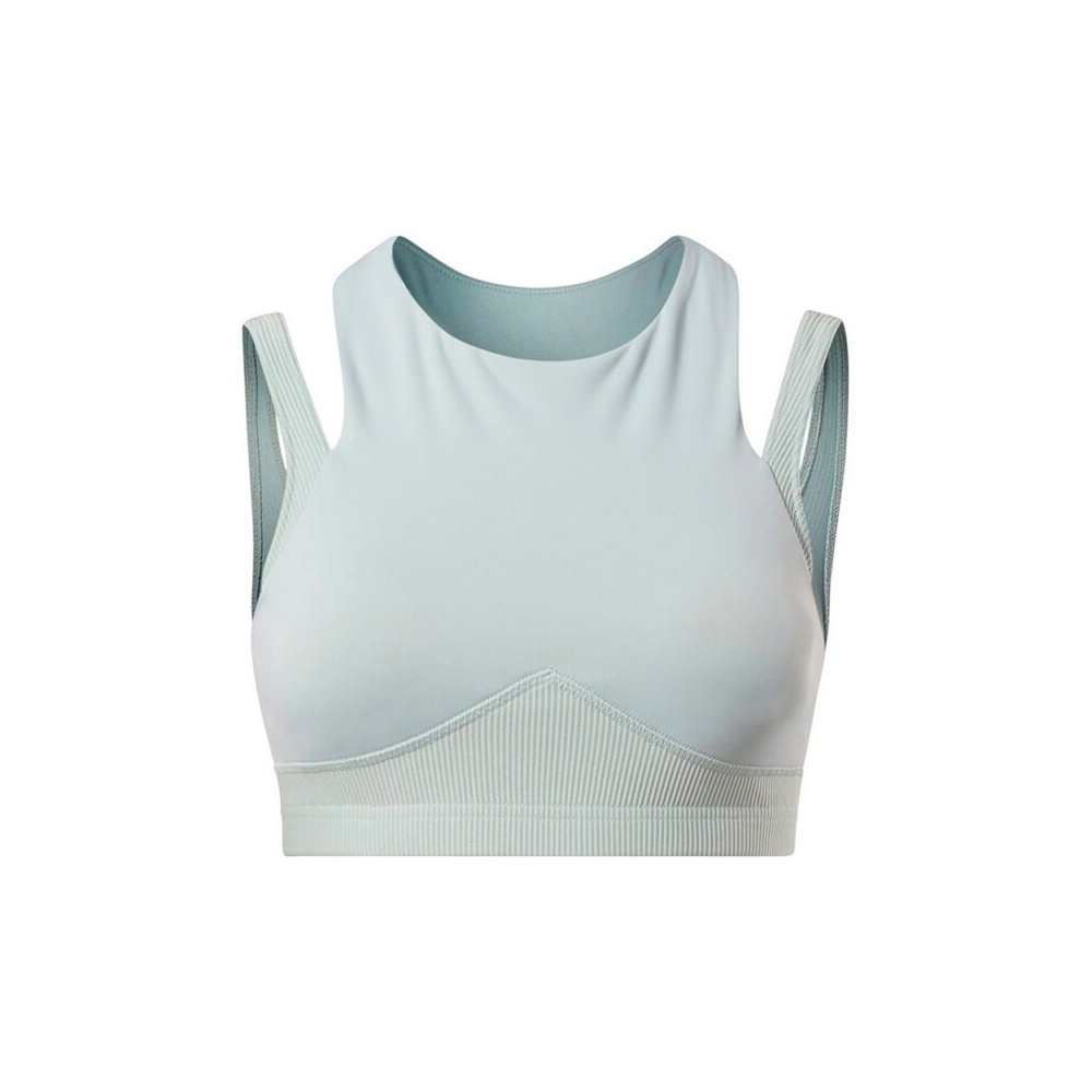 Reebok Studio Layered Bra Top In Seaside Grey