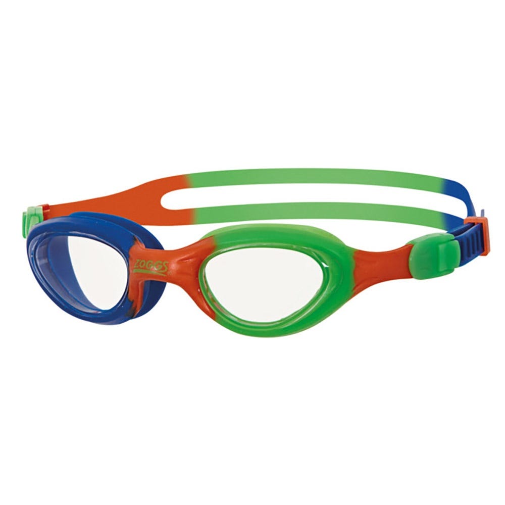 Zoggs Little Super Seal Goggles in Orange/Green - Clear Lens