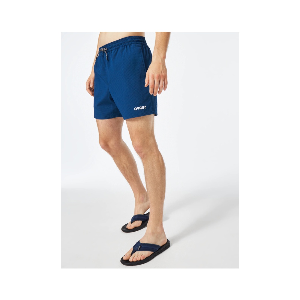Oakley Apparel Seersucker 16“ Beach Swimming Shorts In Poseidon