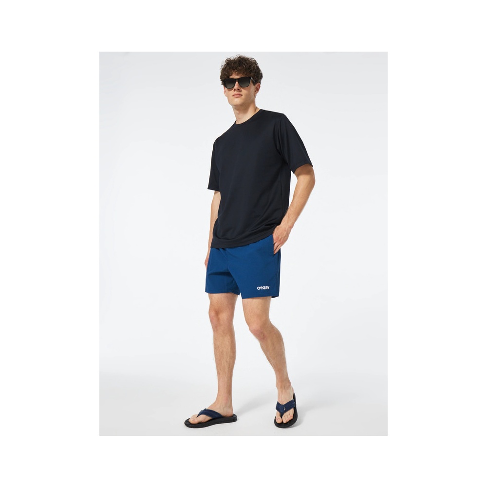 Oakley Apparel Seersucker 16“ Beach Swimming Shorts In Poseidon
