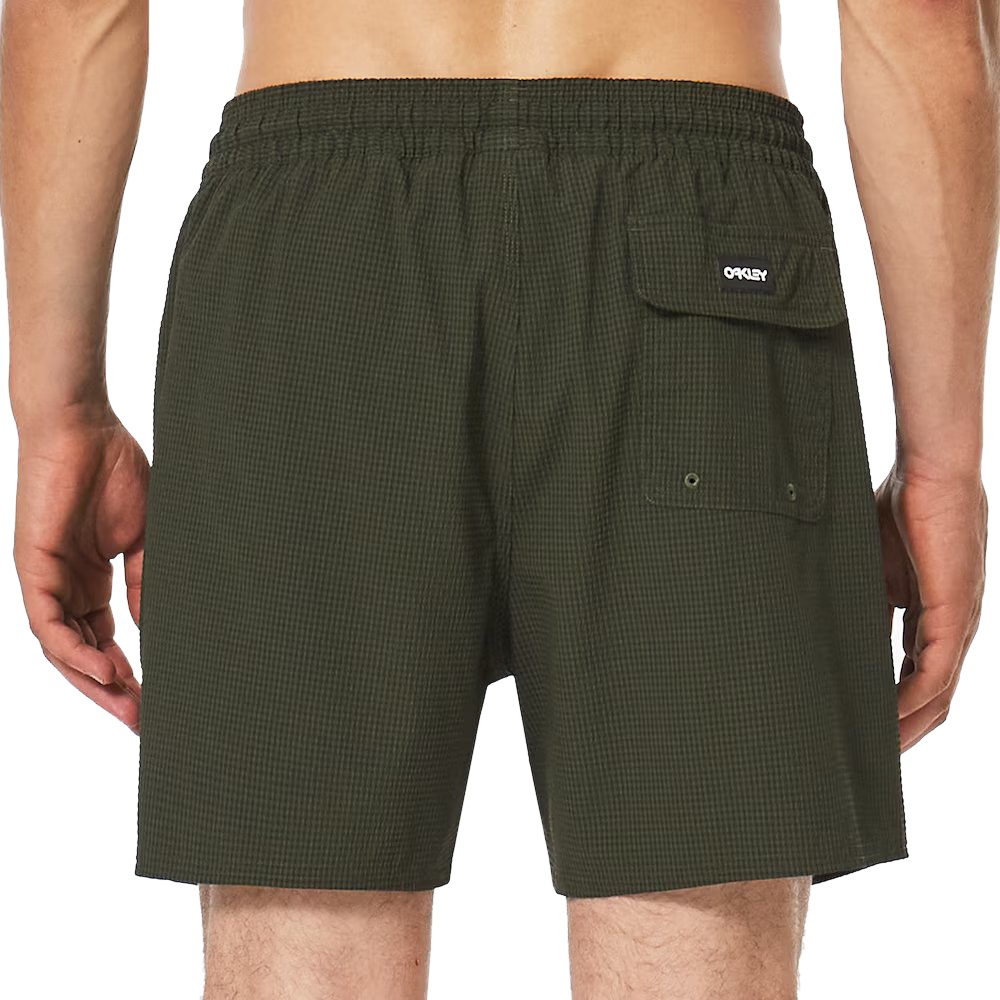 Oakley Apparel Seersucker 16“ Beach Swimming Shorts In New Dark Brush