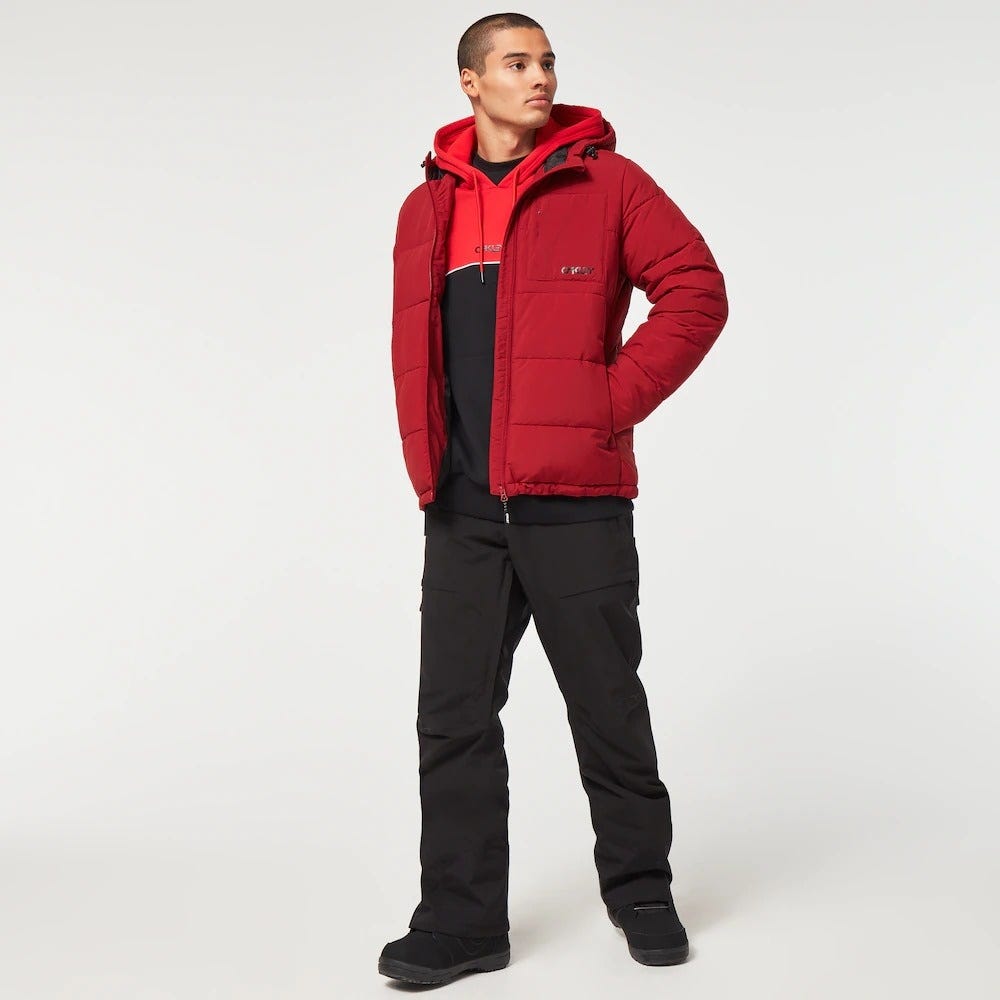 Oakley Tahoe Puffy Rc Jacket In Iron Red