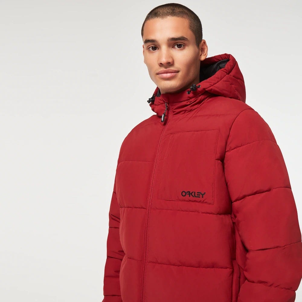 Oakley Tahoe Puffy Rc Jacket In Iron Red