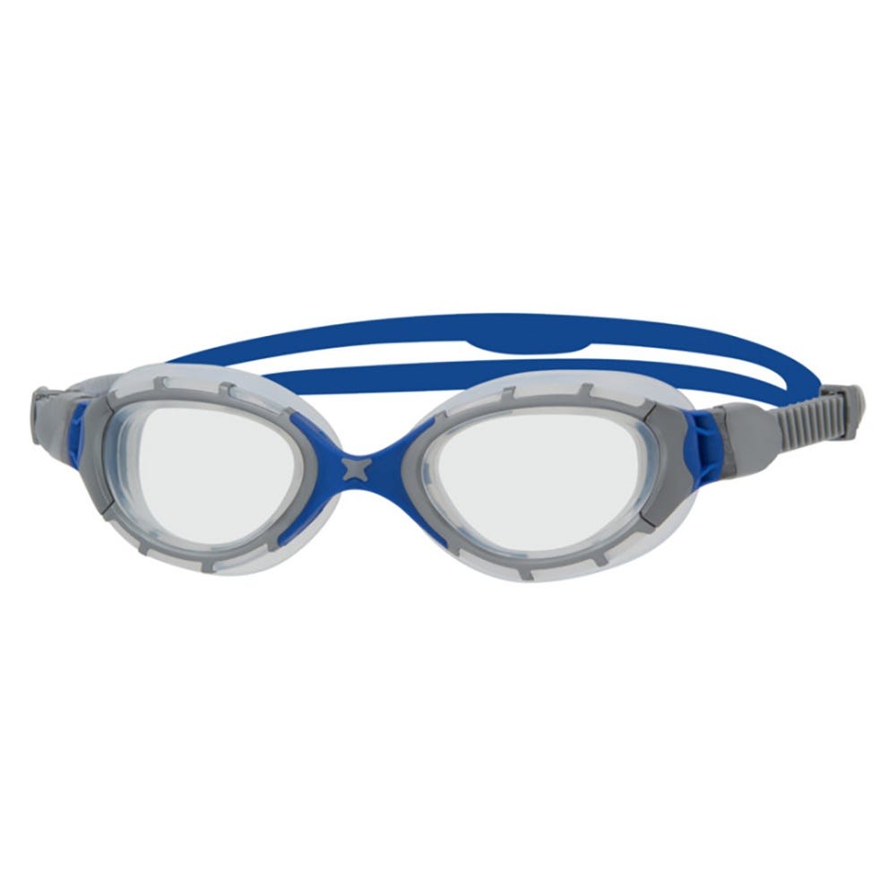 Zoggs Predator Flex Goggles in Grey/Blue, Clear Lens