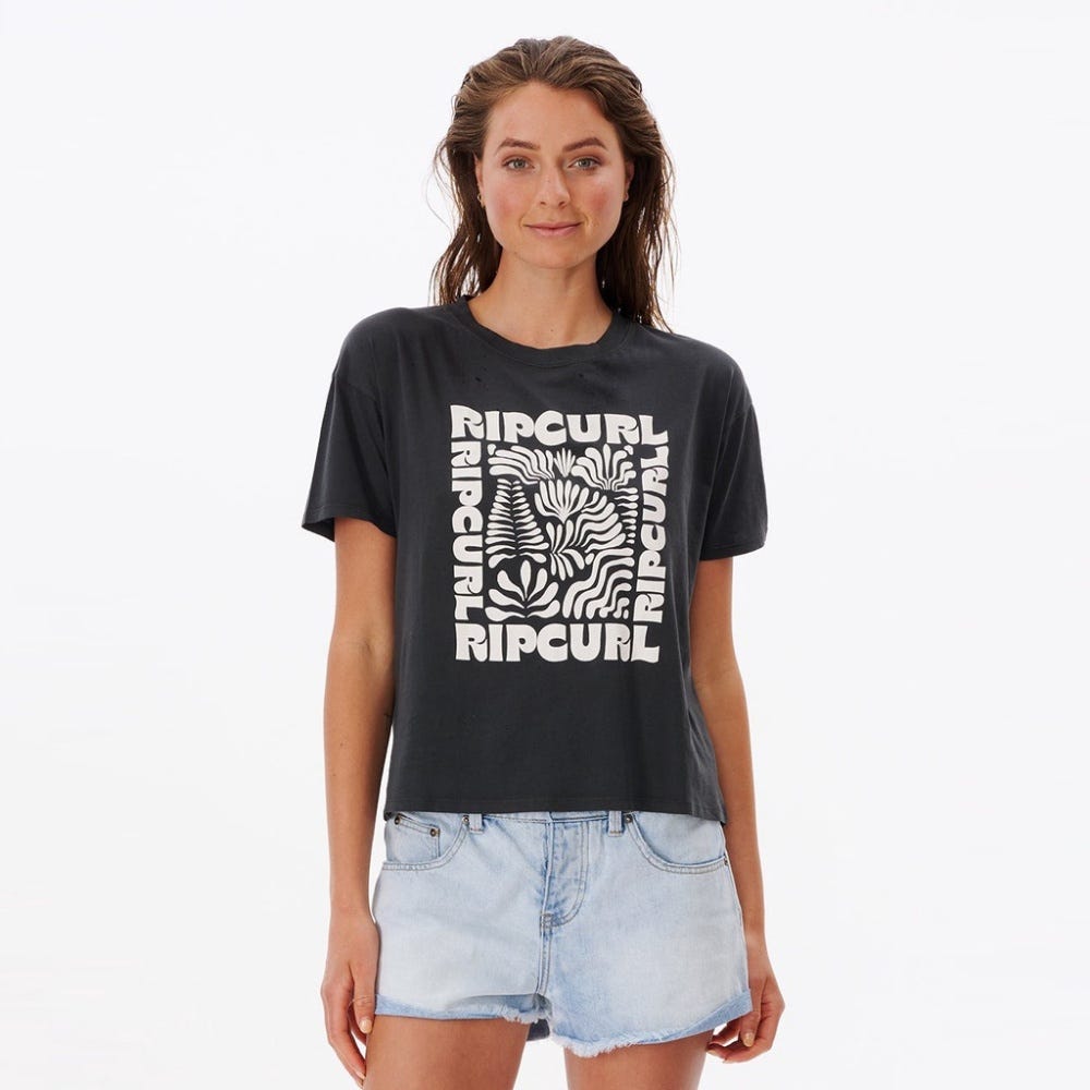 Rip Curl Coral Reef Relaxed Tee In Black