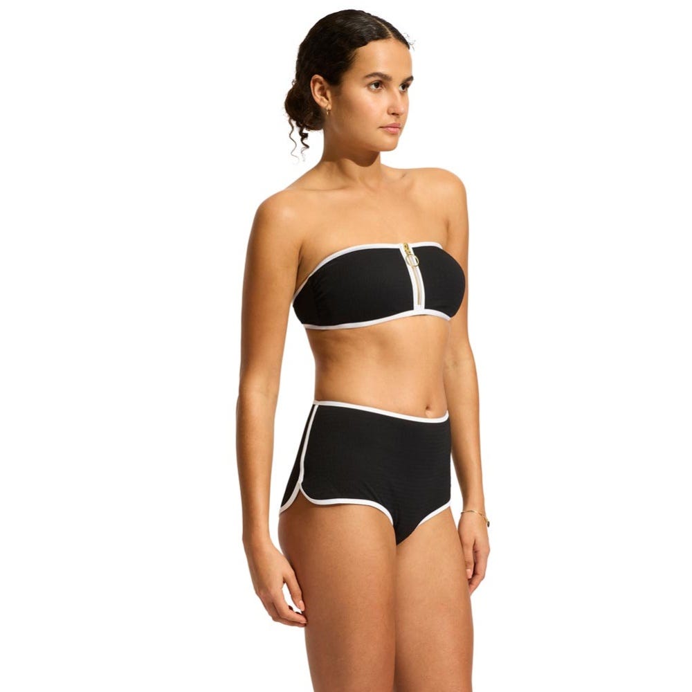Beach Bound Zip Front Bandeau Bikni Top - Women