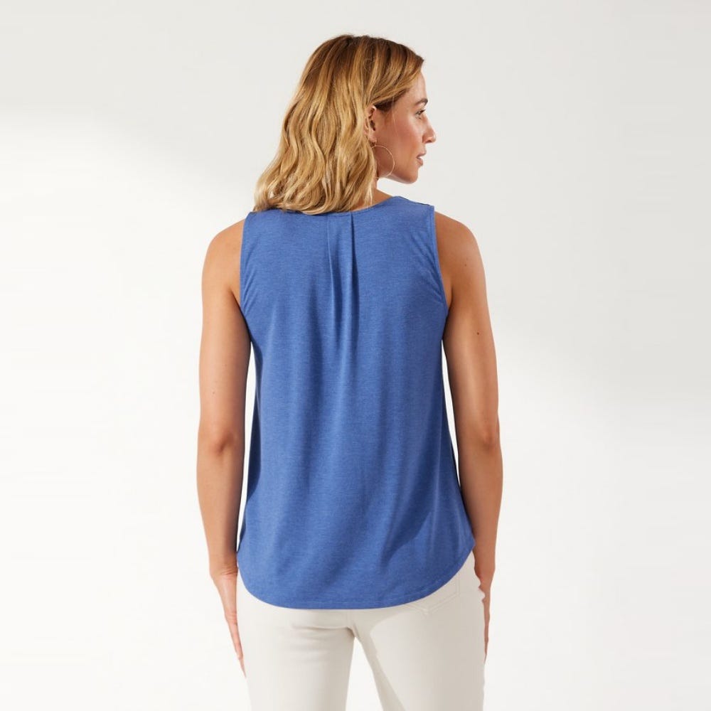 Tommy Bahama Kauai Box Pleat Tank Top In Dark Cobalt Heather