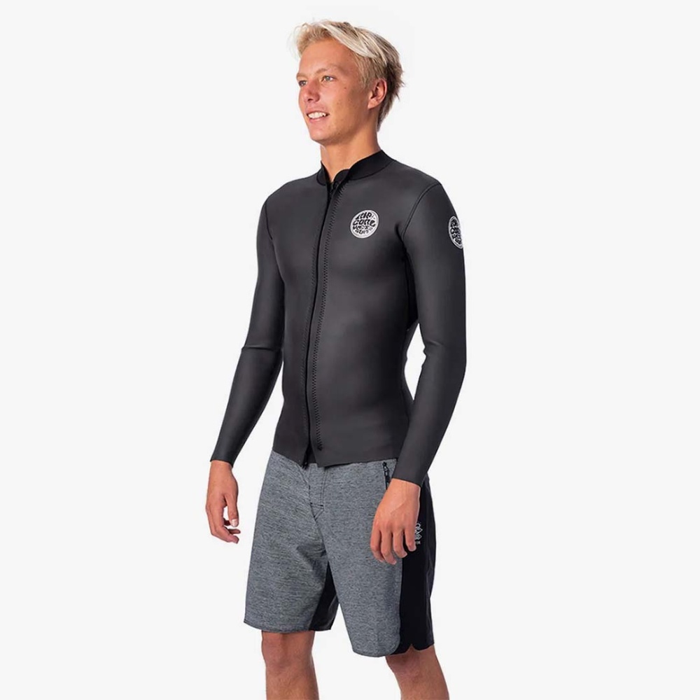 Rip Curl Dawn Patrol 1.5mm Long Sleeve Front Zip Jacket in Black