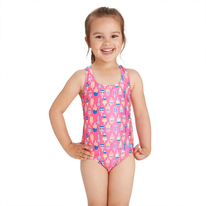 Zoggs Ice Friends Actionback One Piece Swimsuit in Pink