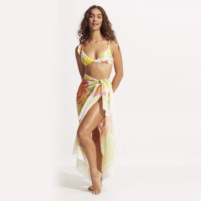 Seafolly Palm Spring Pareo In Limelight