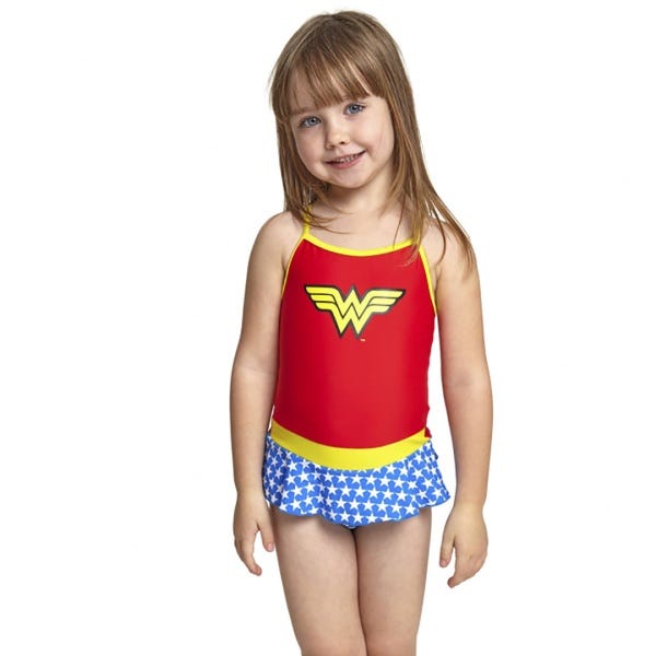 Zoggs Girls Wonder Woman Swimdress One Piece Swimsuit