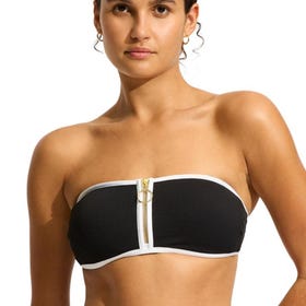 Beach Bound Zip Front Bandeau Bikni Top - Women