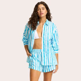 Isla Palm Oversized Button Up Shirt - Women