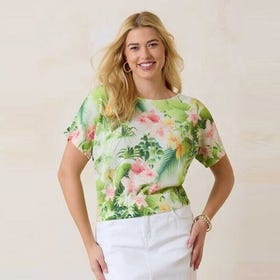 Flora Riviera Shimmer Short-Sleeve Dolman Sweater - Women