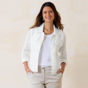 Breezy Palm Embroidered Linen Jacket - Women